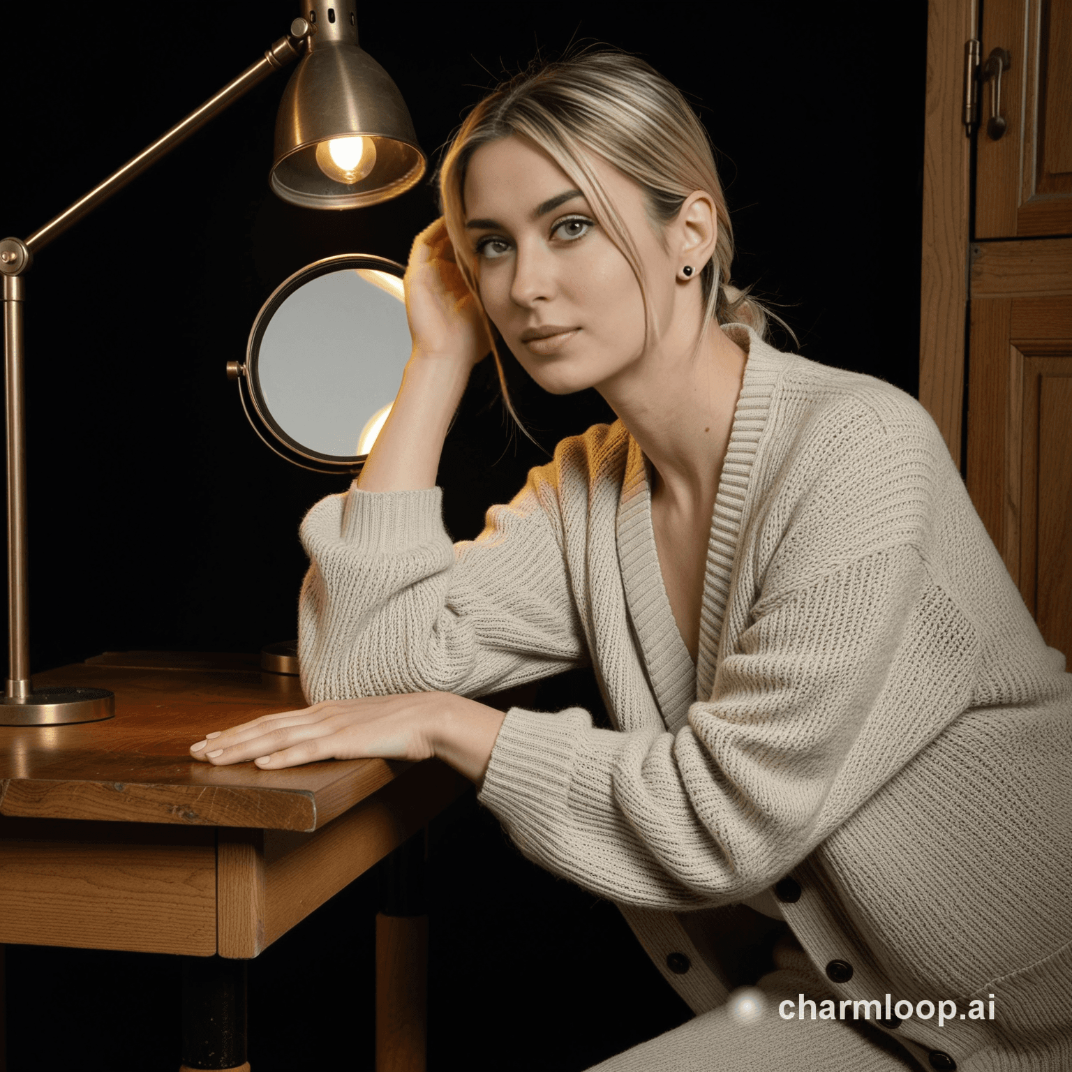 Photo of 41 years old european woman, slim build, average height, fine short ash blonde…